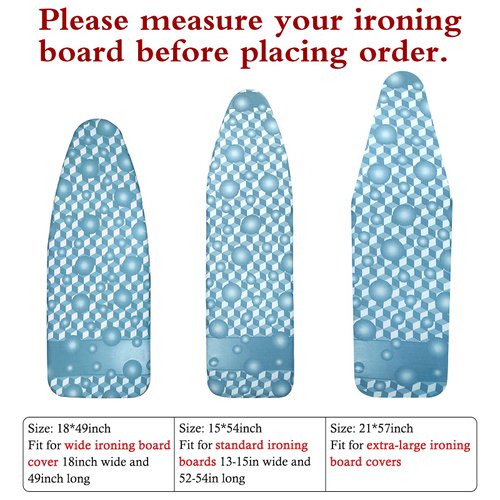 Extra-Wide Ironing Board Cover and Pad Replacement with Scorch and Stain Resistant Thick Padding and Elasticized Edge 18" x 49" Ironing Board Covers 4 Fasteners and 1 Protective Scorch Mesh Cloth