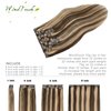 WindTouch Clip In Hair Extensions Human Hair Chocolate Brown to Dark Blonde Balayage Remy Hair 18Inch 70g #4p27 7PCS