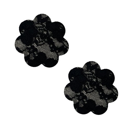 Neva Nude Vogue Black Lace Petal Nipztix Pasties Nipple Covers for Festivals, Raves, Parties, Lingerie and More, Medical Grade Adhesive, Waterproof and Sweatproof, Made in USA