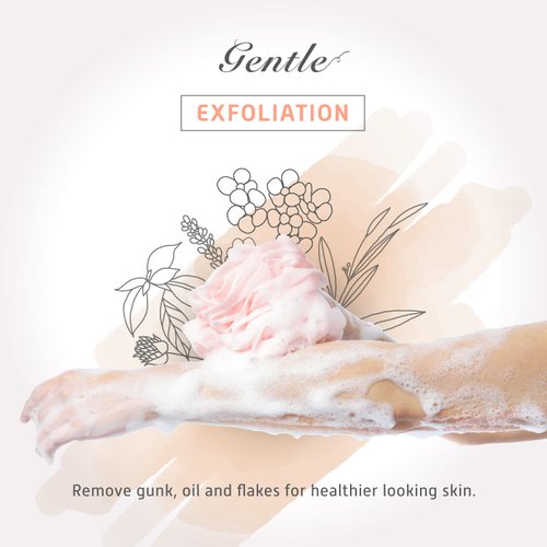 Spongentle Dual Texture Deep Cleansing Loofah Sponge for Radiant Skin, Pack of 4, Bath and Shower, Exfoliating Body Scrubber, Beautiful Colors for Women and Men