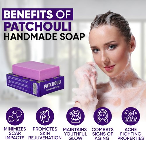 HERBOGANIC Patchouli Handmade Soap - Natural, Moisturizing Soap Bar for Soft and Smooth Skin with a Spa-Like Experience Pack of 1 (100g)
