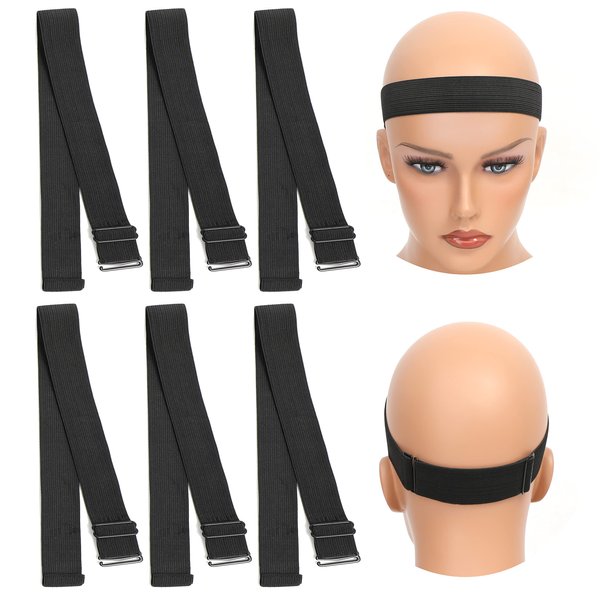 mnpotoin 6PCS Polyester Adjustable Elastic Band for Wigs (1.18inch), Lace Melting Band, Wig Headband