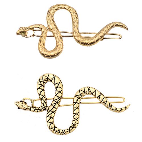 4pcs Snake Hair Clip Vintage Decorative Metal Hair Pins for Women and Girls (Golden, Ancient Gold)