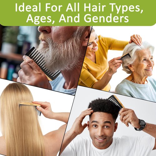 OREN’S BAMBOO Wide Tooth Comb for Curls, Curly Hair, and Thick Hair | Hair Comb for Men and Women | Durable Bakelite Infused | Detangling Tool for Natural Hair Care