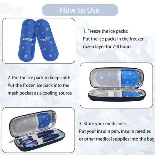 Insulin Cooler Travel Case, Diabetic Insulin Pen Carrying Case Portable Insulin Cooling Bag Organizer for Diabetic Supplies with 2 Ice Pack
