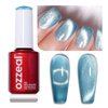 Ozzeal Crystal Cat Eye Gel Nail Polish,15ML Blue Magnetic Gel Nail Polish Spring Summer Glitter Gel Nail Polish Diamond Shimmer Sparkle Gel Polish Soak off UV LED Light for Nail Art DIY