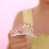 JWICOS Mini Crystal Hair Comb Pink Small Crystal Comb Headband Shiny Rhinestone Comb Headpiece for Girls Princess Birthday Party (Pink)