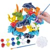KC Republic Ocean Reef Sea Creatures 37pcs Water Washable Painting & Building Toy Set, Children's Activity Art Kit, Paint Your Own Buildable Ocean Reef Toy with Free Stress Reducing Keychain Gift