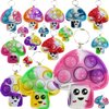 Roaqua 30 Packs Bulk Mushroom Backpack Mini pop Fidget Keychain，Summer Birthday Party Favors,Students Bubble Prize for boy and Little Girl,Kids