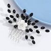 JONKY Flower Wedding Hair Comb Black Crystal Hair Piece Rhinestone Bridal Hair Accessories for Women
