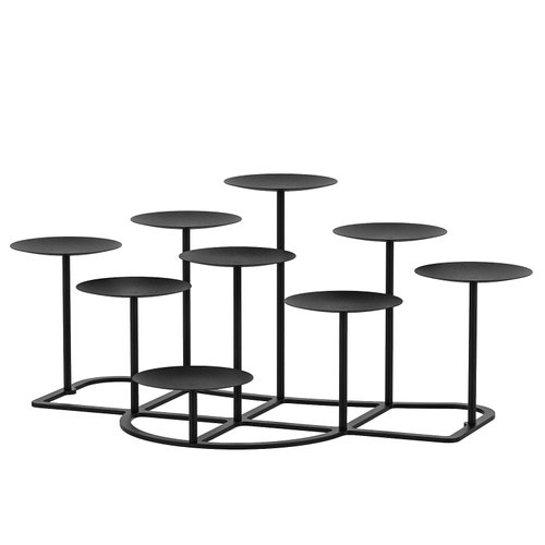 smtyle DIY 9 Mantle Candelabra Flameless or Wax Candle Holders for Fireplace with Black Iron Decoration on Desk/Floor
