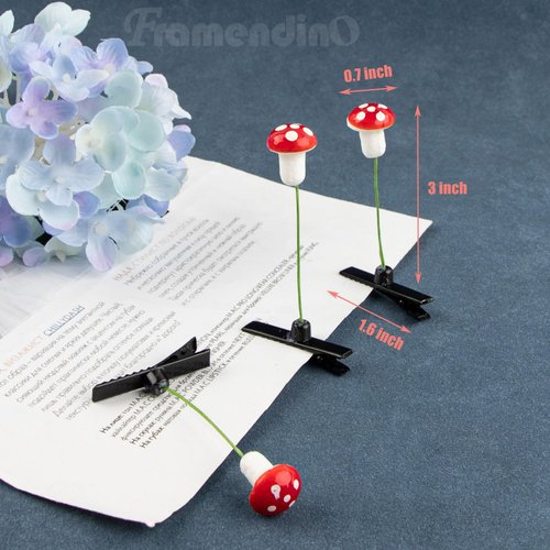 Framendino, 30 Pack Mushroom Sprout Hair Clips Cute Mushroo Hair Clip Red Mushroom Hairpin Funny Plant Hair Accessories Women Party (Red)