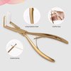 NEWISHTOOL Tape in Hair Extension Tools Kit, Stainless Steel Hair Sealing Pliers Fine Tail Comb Hair Clips & Hair Pads for Human Hair Extension Tape Sealing, Gold Flat Surface Taping Clamp Plier