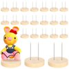 Threehoney 24 Pcs Crochet Doll Stand Wooden Knitted Doll Display Stand Double Steel Needle Doll Holder Felting Animal Doll Toy Wooden Base Support Action Figure Stand