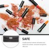 Beavorty Purse Holder PU Leather Lipstick Case with Mirror Lipstick Holder Portable Lipstick Organizer Travel Cosmetic Containers for Lipstick Gloss Black Small Stand