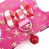 Wontee Small Pet Harness Vest and Leash Set with Bowknot and Bell Decor for Gerbil Guinea Pig Squirrel Kitten Outdoor Walking (S, Pink Star)