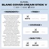 BLANC Cover Cream Stick V w/Detachable Brush - Korean Skin Care Concealer Stick Cream Foundation Makeup Stick w/Collagen, Desert Plant & Flower Oil Extracts (203 Medium Stick Foundation, 0.45 oz)