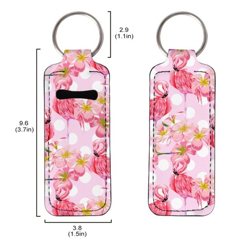 JooMeryer Lip Balm Holder Keychains Flamingo Printed Chapstick Holder Chapstick Sleeve Pouch Bag Accessories for Womens Girls,Pink Dot Flamingo