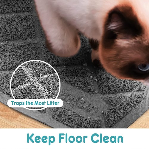Conlun Cat Litter Mat Litter Trapping Mat, 24" x 17" Premium Durable PVC Grid Mesh with Scatter Control, Non-Slip, Less Waste Cat Litter Box Mat, Soft on Kitty’s Paws, Urine Waterproof