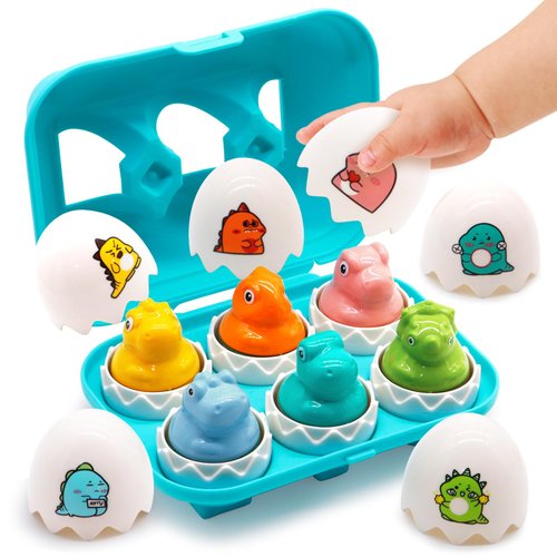 MOONTOY Toddler Dinosaur Eggs Toys for 1 2 3 Year Old Boy Girl Gift Shape Sorter for Toddlers 1-3 Matching Eggs Baby Puzzle 6-12 12-18 Months Educational Color Sorting Sensory Play Montessori Learning