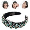 SOLUSTRE Rhinestone Hairband Baroque Beaded Headbands Crystal Hairband Hair Hoop Wide Headpiece for Women Girls, Green