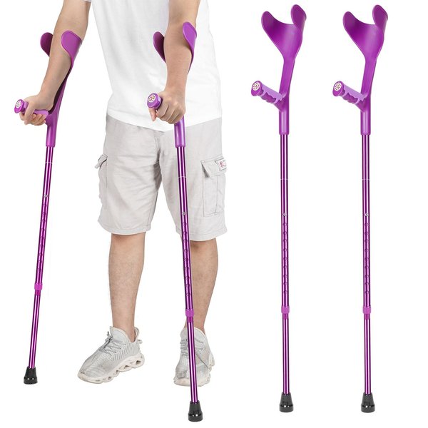 Antdvao Forearm Crutches Pair Folding Crutches Lightweight Adjustable Crouches for Walking,Rubber Handles, Comfortable, Non-Slip Crutches for Adults(Purple)