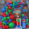 Red Blue Green Balloon Arch Garland Kit, 110 Pcs Green Red and Royal Blue PJ-Ma sks Latex Balloons Kit for Super Spider Hero Party Kids Birthday Baby Shower Graduation Boys Masks Party Decorations