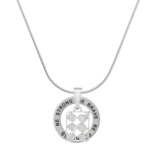 Delight Jewelry Silvertone 3-D Eye shadow Makeup Palette - Silvertone Be Strong Be Brave Be Fearless Message Ring Necklace, 18"
