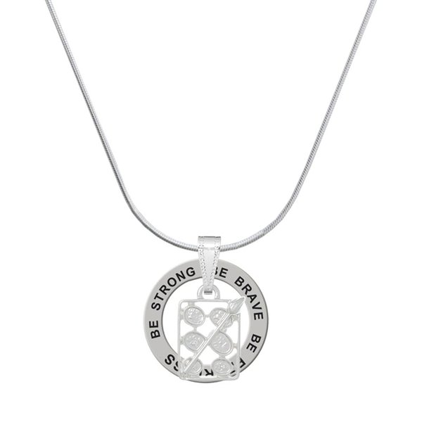 Delight Jewelry Silvertone 3-D Eye shadow Makeup Palette - Silvertone Be Strong Be Brave Be Fearless Message Ring Necklace, 18"