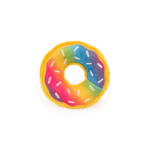 ZippyPaws Original Donutz - No Stuffing Rainbow Toy, Rainbow Dog Toy with Squeakers, Plush Dog Toys for Aggressive Chewers, Summer Dog Toys, Rainbow Dog Pride Accessories