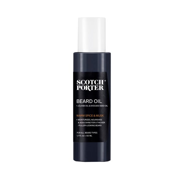 Scotch Porter Smoothing Beard Serum – Nourishing Beard Oil Seals in Moisture & Smooths Flyaways for a Frizz-Free, Fuller/Healthier-Looking Beard with All-Day Shine – Original Scent, 1.7 oz. Bottle
