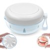 THSTOIC Denture Case & Cup, Travel Retainer Case with Mirror, No-Leak False Teeth Cleaning Container: Full & Partial Dentures Soaking, Denture Bath Holder for Mouth Guards, Braces, Aligners (White)