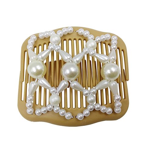 LOVEF Pearl Thick Hair Clips - Premium Beaded Hair Accessories for Women – Bun Holder Ponytail and French Twist Styler | Best Decorative & Easy Comb All-Day Hold (Design 3)