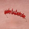 LIMELIA Women's Tiara - Crown for Henna Wedding Party | Glitter Hair Accessories for Bridal Birthday Pageant Prom Halloween Cos-play Costume Christmas Party, Princess Crowns | Crystal Glass Beads - Red