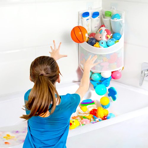Ligereza Baby Bathtub Toy Storage - 17" x 13" Bathtub Toy Holder Mesh Bathtub Toy Holder Let Baby Bathtub Toys To Dry Faster, Bathtub Toy Organizer For 1-3 Year Old Toddler Bathtub Toys