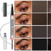 Microblading Eyebrow Pen - 2-in-1 Dual-Ended Eyebrow Pen with 4-Fork-Tip & Eyebrow Brush and Sealing Brow Gel, Creates Natural Looking Brows Effortlessly (Dark Brown)