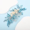 BERYUAN Bridal White Flower Light Blue Crystal Rhinestone Hair Comb for Bride Bridesmaid Sliding side Headpieces Wedding Hair Accessories for Women and Girls (Blue 1)