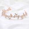 Ammei Headpiece Gold Headband Bridal Tiara Flower Shape Women's Headpiece Wedding Hair Accessories (Light Rose Gold)