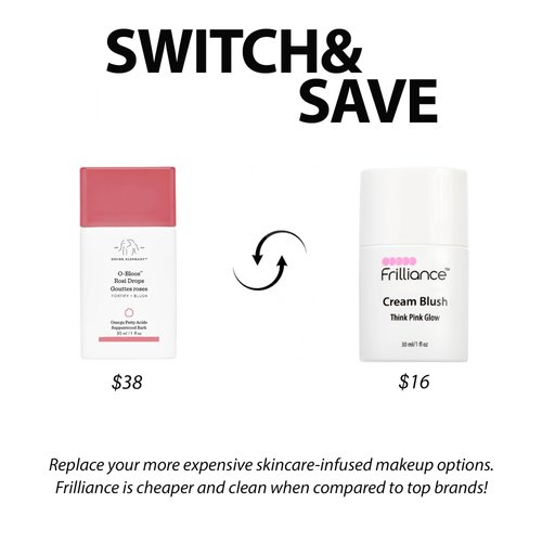 Frilliance Hydrating Cream Blush, Think Pink Glow Tint, Cruelty Free Hypoallergenic for Teens of All Skin Types, 30 ml / 1 fl oz