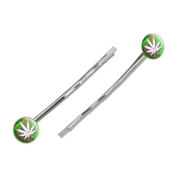 Marijuana Leaf Pot Weed Psychedelic Bobby Pins Barrettes Hair Styling Clips