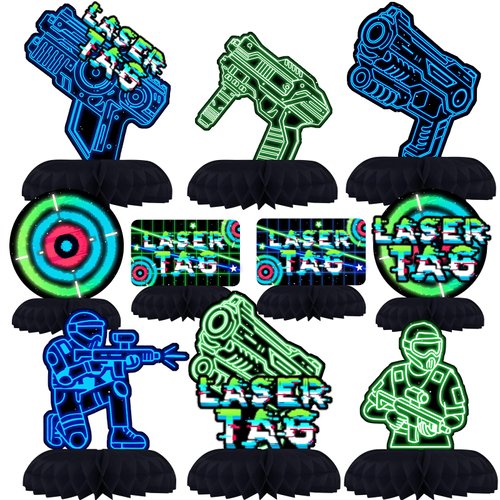 Laser Tag Party Decorations - Neon Laser Tag Honeycomb Centerpieces for Kids' Laser Tag Birthday and Baby Shower Table Decor