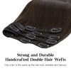 HOTBANANA Human Hair Clip in Hair Extensions, Dark Brown 120g Clip in Hair Extensions Real Human Hair Straight Remy Hair Clip in Hair Extensions 20 Inch 7pcs