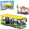 City Town Bus Station Building Block Set - 386 Pieces, Educational Learning Creative STEM Bus Toy, Ideal Gift for Kids, Boys, and Girls Ages 6 and Up