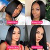 WANTOADE Short Bob Wig U Part Wig Human Hair U Part Bob Wig Brazilian Short Straight U Part Human Hair Bob Wigs for Black Women Natural Black 150% Density 12 inch