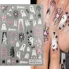 6 Sheets Halloween Nail Art Stickers Cute Ghost Nail Stickers Spider Web 3D Self Adhesive Nail Decals Gothic Spider Spooky French Nail Design Stickers for Women Girls Acrylic Manicure Salon