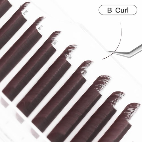 NATUHANA Colored Eyelash Extensions 0.07mm B Curl 8-14mm Mixed Tray Color Lash Supplies Individual Classic Colorful Lash Extensions Dark Brown Volume Lash Extensions (Burgundy;0.07 B, 8-14 MIX)