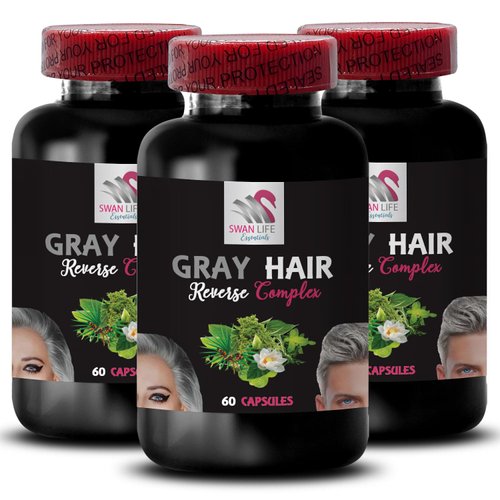 Natural Hair Complex - GRAY HAIR REVERSE - True color, Fresh vibrancy, Hair pigmentation, Restore vibrancy, Hair shade revival, Dynamic hair, Luminous hair, Fresh hair color 3 Bottles 180 Capsules