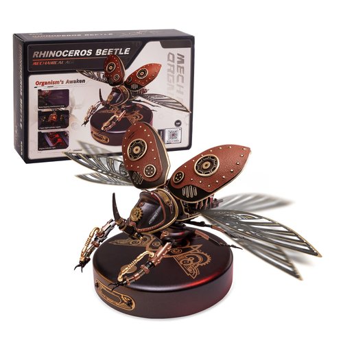 3D Metal Puzzles for Adults, DIY Model Kits for Adults and Teens to Build, 156 Pieces Mechanical Puzzle Rhinoceros Beetle, STEM Toy for Kids, Birthday Gifts for Adults/Boys/Girls（Rhinoceros Beetle）