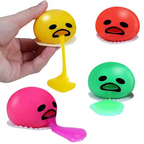 ATKSUNIEE 4-PCS Novelty Puking Slime Egg Yolk Ball,Fidget Toy Stress Ball,Christmas Birthday Gifts,Funny Prank Toys,Vomiting Sucking Egg Balls,Stress Relief Squeeze Toys