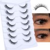 DSLONG 7 Pairs Cat Eye Lashes Natural Look 5-13MM Short False Eyelashes 3D Multi layered Invisible Eyelashes Strip For Small Eyes That Look Like Extensions (N1)